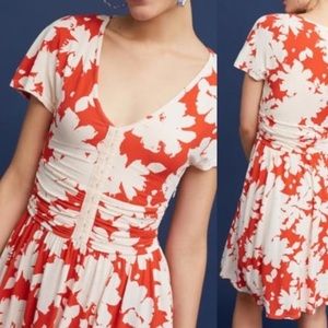 ANTHROPOLOGIE MAEVE ORANGE AND WHITE DRESS